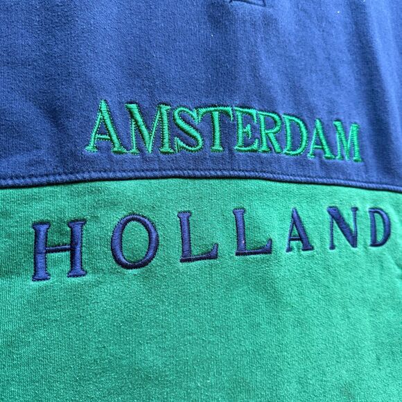 VINTAGE AMSTERDAM HOLLAND COLLARED SWEATSHIRT PULLOVER SPELLOUT STYLE EUROPE S - Picture 3 of 7